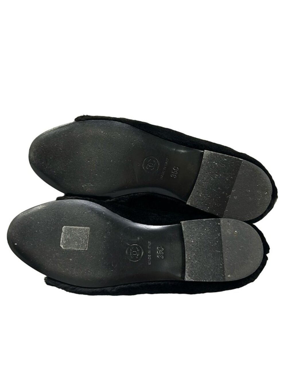 Chanel Flat Shoes 35 C Black Mink Ribbon CC Logo Leather - Picture 8 of 12